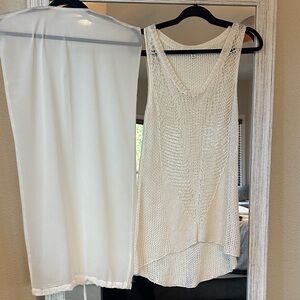 CAbi White Mesh Knit Top